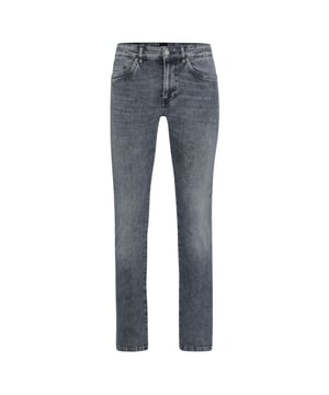 Mens BOSS Delaware3 Slim-Fit Jeans in charcoal.- Button and zip-fly fastening.- Five pocket design.- Branded leather patch.- Signature trims.- Slim fit.- Ref: 50496190016