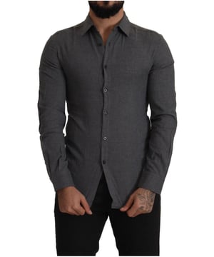 Absolutely stunning 100% Authentic brand new with tags
  Color: Dark Gray
  Model: Casual button front
  Standard cuff
  Point straight collar
  Logo details
  Made in Italy
Material: 100% Cotton
