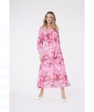 Este vibrante vestido con estampado tie-dye floral es perfecto para la temporada de primavera-verano. Está completamente forrado con una tela suave y elástica en la parte superior, lo que le da un acabado elegante. Este vestido maxi es versátil y perfecto para todas las ocasiones y eventos. El escote profundo, el estampado rosa, las mangas largas tipo globo y la silueta fluida realzan la figura. El vestido Carrie presenta un diseño de escote en V profundo. Combínalo con zapatos planos, zapatillas blancas o tus tacones favoritos, y estarás lista para cualquier ocasión.

Largo, fluido, estampado de tendencia.

95 % Poliéster, 5 % Elastano

Lavado a máquina a 30°
