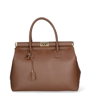 Bolso de mano de mujer de dos compartimentos con bandolera extraíble. Producto artesanal italiano en piel genuina dólar. Hecho en Italia