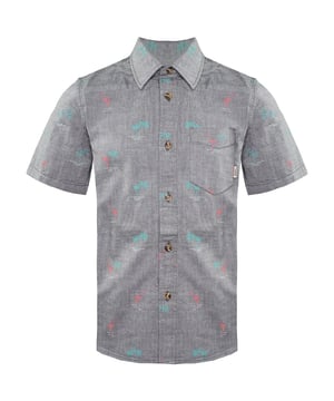 Vans Off The Wall Short Sleeve Collared Palm Print Grey Kids Shirt VN 0U6J0D