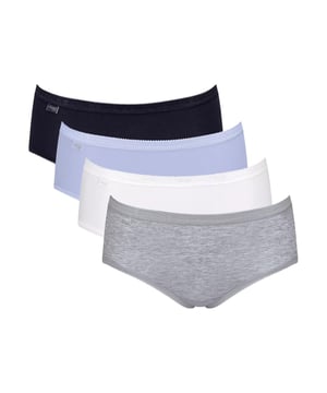Midi Slip für Frauen im praktischen 4er Pack von der Marke Sloggi. Einfarbige Shorts mit kleiner Spitze am Bund und Beinabschluss. Hoher Tragekomfort und perfekte Passform.