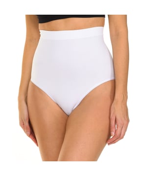 High-waisted shaping brief with strong compression.
 Made of ultralight yarn for maximum comfort and effectiveness, with absolute invisibility under any type of clothing.
 Reduces the waist, raises the buttocks, smoothes the abdomen, lifts the breasts and strengthens the back.
 Composition: 73% Polyamide, 27% Elastane
 Care:
Handwash.
 Do not use bleach.
 Do not use dryer.
 Do not iron.