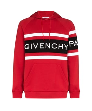 Stay warm and stylish with this Givenchy Hoodie. Featuring a contemporary design and the iconic Logo, this hoodie is sure to be a conversation starter. Show off your unique style!., Bold Logo Design, Large Front Kangaroo Pocket, Regular Fit, 100% Cotton, Streetwear, Red Hoodie, Hooded Jumper