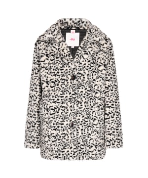 Deze bontjas straalt wilde elegantie uit met zijn op luipaarden geïnspireerde patroon. De ingekerfde kraag en het rechte ontwerp geven het een verfijnde uitstraling, terwijl de bonttextuur warmte belooft bij kouder weer. Dit outwear-stuk heeft lange mouwen, praktische zakken, een knoopsluiting en is gevoerd voor comfort. Val op met deze modieuze bontjas.  Jas