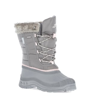 Dames vetersluiting voor sneeuwschoenen met waterdichte textiele bovenzijde en waterdichte rubberen buitenzool. Warme fleece voering. Synthetische bontkraag. Boven: Textiel/PU/TPR. Voering: Textiel. Buitenzool: EVA/Rubber. Dik gewatteerd voor een comfortabele pasvorm neem een maat groter.