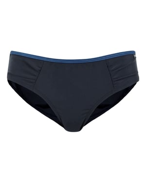 Material: Elastane, Polyamide, Polyester. Fabric: Stretch. Design: Logo, Plain. Fastening: Pull-On. Branded Tab, Ruched. Fabric Technology: Soft, UV Protection. Waistline: Contrast Waistband, Elasticated, Slimline Binding. Sustainability: Made from Recycled Materials. Sun Rating: UPF 50+.