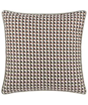 Crafted from colourful threads, the Marttel cushion features a woven geometric jacquard design and is complete with a plain velvet reverse and complementing piped trim. Ideal for those who love to inject colour into their interiors.