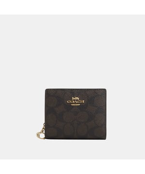 Snap Wallet in Signature Canvas, Three credit card slots
 ID window
 Full-length bill compartment, Outside zip coin pocket,  Length: 10.50 cm,  Width: 3.00 cm,  Height: 9.00 cm