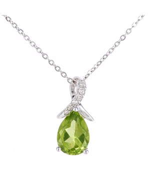 9K (375) White Gold: 1.06gr; # Diamond: 0.02ct; # Peridot: 0.84ct