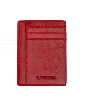 Longitud: 109 mm; Ancho: 76 mm; Altura: 6 mm; Material: Cuero genuino; Color: Rojo; Bolsillos: 3; Portatarjetas: 4; Ventana para ID: Sí; Bloqueo RFID: Sí