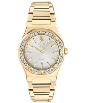Known for its strength and beauty, the Palmanova is the stunning star-shaped Renaissance fortress behind GV2’s newest masterpiece. With its awe-inspiring octagonal bezel offset by a six-diamond dial, the Palmanova Women’s Collection is a crowning achievement available in Stainless Steel, 18-karat Rose or Yellow Gold IP. Featuring a date window at 6’o clock and Gevril’s signature Swiss Quartz Movement, the confidently elegant Palmanova has a striking presence that serves as a powerful reminder for any star to conquer her day. GV2 12702 Women's Palmanova Diamond Swiss Quartz Watch

GV2 Women's Swiss watch from the Palmanova Collection
33mm Octagon Case IPYG Diamond Cut Bezel
Beautiful White Dial with Gold Indices /Date Window at 6 o'clock
6 Diamonds on Dial
SS IPYG Bracelet with Deployment Buckle
Anti-reflective Sapphire Crystal
3 ATM (30 Meter, 100 Feet).