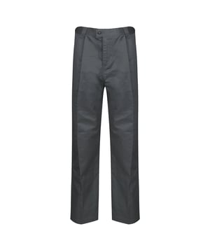 65% Polyester, 35% Cotton. Design: Plain. Fastening: Button, Zip. Belt Loops. Length: Ankle. Pockets: 2 Side Pockets, 1 Back Pocket.