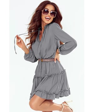 Stylish and feminine V Neck Long Sleeve Ruffle Tiered Mini Dress
  Flattering v-neckline
  Long sleeves for coverage
  Ruffle tiered design adds a playful and romantic element
  Suitable for both daytime and evening occasions
  Made with Quality materials
  Comfortable and stylish
  Perfect when paired with heels and statement accessories