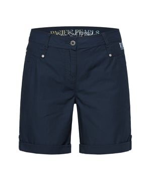 Effen bermuda van SOCCX met steekzakken en een casual rolzoom gemaakt van lichtgewicht katoenpopeline. Een geweldige zomerse basic voor de damesgarderobe.