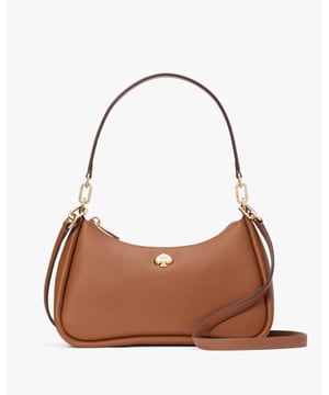 We Think A Shoulder Bag Should Be Two Things: Chic And Functional. This Pretty One Holds All Of Your Essentials--Wallet, Keys And Phone--And Has A Pocket To Stash Snacks (Be It Gummy Bears Or Almonds). Because Those Are Essential, Too., Kayla Pebbled Leather Convertible Shoulder Bag, Metal Spade, Back Zip Pocket,  Length: 8.00 Cm,  Width: 26.40 Cm,  Height: 16.00 Cm