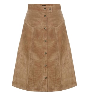 100% Kalbsleder; Belstaff-Rock; Modell: 285783 60130; Hochwertig verarbeitet; Druckknopfverschluss mit acht Knöpfen; Midirock; Belstaff Logo-Details