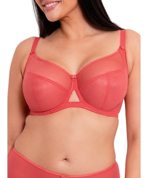 Curvy Kate Victory Balcony Bra. With side support, double-layered mesh sheer cup and four section design for uplift and forward projection. The product is recommended for hand wash only.