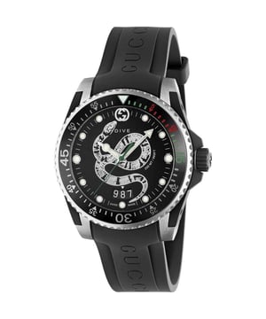 Product Code: 17371427Manufacturer Product Number: YA136323Category: WatchesBrand: GucciWatch Markers: DotsWater Resistant: 200 MetresRecipient: UnisexMovement: QuartzCase Material: Stainless SteelDial Colour: BlackStrap Material: RubberDiameter: 40mmBrand Collections: Gucci Dive