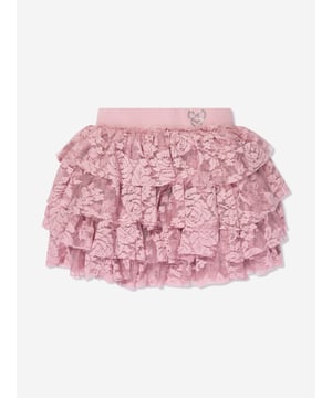 Angel's Face incorporate beautiful material into their refined aesthetics. This pink girls Abbie lace tea rose skirt has been depicted with intricate lace on a tiered layered structure. Both cute and stylish, it features an elasticated waistband with a tiny sequin angel wing bow heart logo on the side.  Elasticated Waistband  Enlarged Bow With Angel Wing Golden Heart 100% Polyester Lining: 50% Cotton 50% Viscose Angel‚ Face : Girl‚ Height 2-3Y: 38.5" / 98cm 3-4Y: 40" / 104cm 4-5Y: 43" / 110cm 5-6Y: 45" / 116m 6-7Y: 48" / 122cm 8-9Y: 52" / 134cm 10-11Y: 57" / 146cm 12-13Y: 62" / 158cm