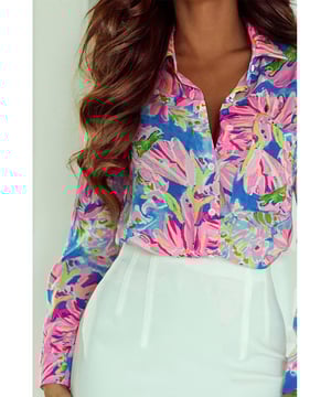 Abstract floral print
  Buttoned design
  Sheath silhouette
  Long sleeves
  Quality materials
  Versatile for any occasion