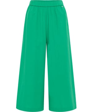Deze culotte van DreiMaster Klassik is een zomers, modern it-piece waar je vooral op warme dagen erg blij mee bent. De wijde snit en het lichte katoen kenmerken de broek, die een elastische taille heeft voor veel comfort. Gemakkelijk te combineren voor zowel op kantoor als voor het dagelijkse privéleven.  Culotte