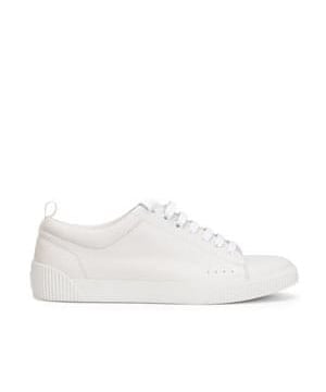 Womens HUGO Zero Tennis Trainers in white.- Leather upper.- Lace up fastening.- Branding tags to the heel.- Rubber sole.- Ref: 50470195100