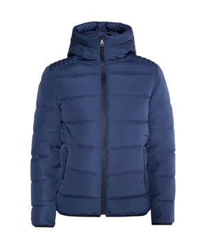 Mit dieser Jacke präsentiert Mo eine wattierte und damit wärmende Steppjacke. Der angenehme hohe Stehkragen geht über in eine große Kapuze, sodass auch an kalten Tagen alles schön warm bleibt. Die beiden seitlichen Reißverschlusstaschen bieten Raum für Kleinigkeiten und ein Platz für kalte Hände. Mit dieser Jacke sind Sie bestens geschützt ganz gleich, ob in den Übergangsphasen, im Skiurlaub oder an kühlen Wintertagen.  Blouson