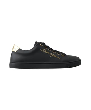 Zapatillas clasicas para mujer 100% autenticas de Dolce & Gabbana.
  Color: Negro dorado.
  Material: 100% cuero.
  Suela: Caucho.
  Detalles del logotipo.
  Fabricado en Italia.