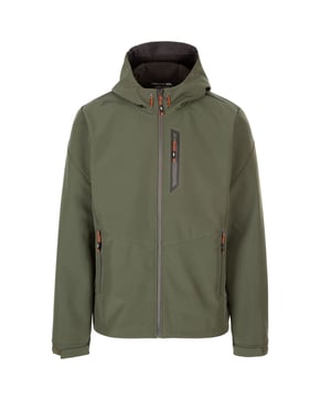 Materiaal: 87% Polyester, 13% Elastaan TPU Membraan. Stof: Softshell, Geweven. Ontwerp: Logo, eenvoudig. Pasvorm: Relaxed model. Stof Technologie: Ademend, TP75, Tres-Tex Membraan, Waterdicht, Winddicht. Kinbeschermer. Manchet: Verstelbaar. Halslijn: Kapitein. Mouwtype: Met lange mouwen. Kapuitrusting: Verstelbare kiepsluiting. Zakken: 2 Zijzakken, 1 Borstzak. Bevestiging: Ritssluiting. Waterdichte classificatie: 8000mm. 3000g/m²/24hrs. Zoom: verstelbaar, trekkoord, koord.