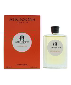 Atkinsons 24 Old Bond Street Eau de Cologne 100ml.The emblematic fragrance of the house 24 Old Bond Street is an extremely English cologne of tremendous personality. Its devastatingly aromatic cocktail of juniper rose and black tea is deepened with a gorgeously eccentric note of smoky oak casked whisky.