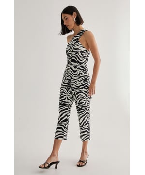 Zebra Print Tailored Capri Trouser