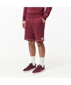 Mens Lacoste Sport Roland Garros Edition Flannel Shorts Regular fit  straight cut Decorative drawstring at waist Roland Garros x Lacoste label on back pocket Green silicone crocodile at hem Unbrushed cotton flannel