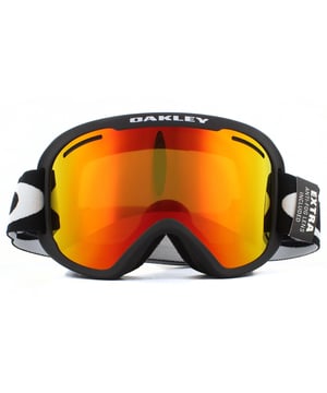 Oakley Ski Goggles O Frame 2.0 Pro XM OO7113-01 Matte Black Fire Iridium & Persimmon is an updated version of the hugely popular original O Frame with injection molded high impact lens protection and better optics on this entry-level ski goggle. Notches at the temples allow prescription eyewear to still be worn and larger lenses with streamlined frames give great peripheral views. This is the XM version frame for a medium-sized fit. There is also a second lens included to give protection in any light condition.