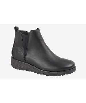Add a touch of laid-back style to your casual wardrobe, Cipriata deliver the perfect little black boots in the Debora. Designed in a sleek black colourway with an embossed heel panel for increased visual appeal and a sumptuous memory foam footbed for long lasting comfort.
- PU upper
- Gussets for easy wear
- Inside zip closure
- Memory foam footbed
- TPR Sole