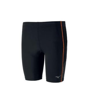 Mizuno Stretch Waist Negro/Naranja Logo Gráfico Hombre Mallas Medias J2GB601391