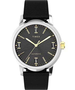 This Timex Marlin Automatic Analogue Watch for Men is the perfect timepiece to wear or to gift. It's Silver 40 mm Round case combined with the comfortable Black Leather watch band will ensure you enjoy this stunning timepiece without any compromise. Operated by a high quality Automatic movement and water resistant to 5 bars, your watch will keep ticking.