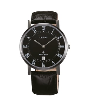 Orient Uhr FGW0100DB0  
Geschlecht: Herren  
Hauptfarbe: Schwarz  
Uhrwerk: Quarz: Batterie  
Anzeigeformat: Analog  
Wasserdichtigkeit: 5 ATM  
Verschluss: Dornschließe  
Funktionen: Datumsanzeige  
Gehäusefarbe: Schwarz  
Gehäusematerial: Edelstahl  
Gehäusebreite: 37  
Gehäuselänge: 37  
Zifferblatt: Keine  
Armbandfarbe: Schwarz  
Armbandmaterial: Leder  
Bandeinheitsbreite: 20  
Handgelenkumfang (max.): 210  
Lieferumfang: Uhrenbox  
Stil: Klassisch, Elegant  
Gehäusehöhe: 7  
Glas: Saphirglas  
Anzeige Farbe: Schwarz  
Gangreserve: Kein automatisches  
Lünette: keine  
Uhren Extra: Keine  