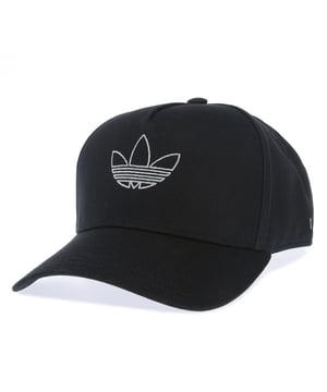 adidas Originals Trefoil Trucker Cap in black.- Adjustable snapback closure.- Pre-curved brim.- Hardware.- Trefoil branding to front.- Shell: 100% Cotton. Sweatband: 100% Cotton. Lining: 80% Polyester  20% Cotton. Machine washable.- Ref: GD4525