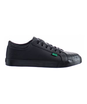 Patadas Tovni Y Quilt Lace-Up Black Smooth Leather Kids Trainers 1 15876