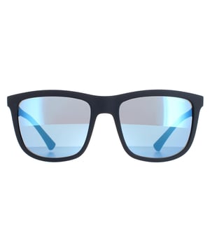 Armani Exchange Rectangle Men Matte Blue Mirror AX4093S Las AX4093S son un diseño rectangular clásico fabricado en acetato ligero. El logotipo AX está incrustado en las patillas y la goma texturizada en las patillas mantiene las gafas de sol en su sitio.
