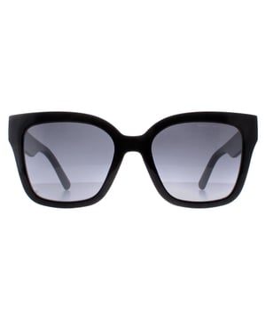 Marc Jacobs Square Womens Shiny Black Dark Grey Gradient MARC 658/S  Sunglasses feature a sleek and contemporary design with a nod to timeless style. Crafted with meticulous attention to detail, the frame showcases a blend of modern lines and classic elements, complemented by high-quality materials that promise both durability and comfort. The lenses not only offer optimal protection against harmful UV rays but also contribute to the sunglasses' undeniable allure. Finished with the iconic Marc Jacobs branding, these sunglasses effortlessly merge fashion forward aesthetics with everyday functionality, becoming an essential accessory for those who appreciate tasteful design and impeccable quality.