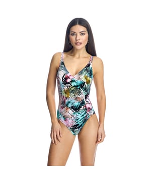 V-neck swimsuit W240873 women.

 V-neck swimsuit without padding. Fully lined.
 It features adjustable straps that allow you to customize the fit and coverage.

 Cutting-edge fabric with high shaping power, high resistance to chlorine, tanning creams and oils and excellent moisture absorption properties.
 Composition: Outer lining: 80% Polyamide, 20% Elastane.
 Inner lining: 62% Polyester, 25% Elastane, 9% Lycra, 4% Polyamide.
 Care:
Handwash.
 Do not use bleach.
 Do not use dryer.
 Do not iron.
 Do not dry clean.
 Do not squeeze.