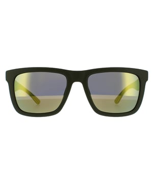 Lacoste Sunglasses L750S 318 Matte Green Green Mirror are a simple style with a classic rectangular look with the instantly recognisable alligator logo on the temple. AN interesting black and white inside pattern completes the look.