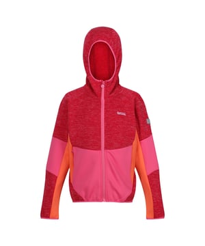 Outer Materials: 85% Polyester, 13% Viscose, 2% Elastane. Lining Material: 90% Polyester, 10% Elastane. Fabric: Extol Stretch, Fleece, Knit Effect, Marl. Design: Colour Block, Logo. 280gsm. Fabric Technology: Durable, Ergonomic, Flexible. Neckline: Hooded. Sleeve-Type: Long-Sleeved. Panelled, Reflective Trim, Zip Guard. Cuff: Stretch Binding. Hood Features: Grown On Hood, Stretch Binding. Pockets: 2 Side Pockets, Zip. Fastening: Full Zip. Hem: Stretch Binding. Please Note: Printed Name Label up to Age 8. Sustainability: Made from Recycled Materials.