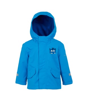 100% Polyester. Lining: Polyester, Taffeta. Design: Monster. Fabric Technology: Breathable, Durable, DWR Finish, Insulating, Isotex 10000, Lightweight, Quick Dry, Thermo-Guard, Water Repellent, Waterproof, Windproof. 360 Degree Reflection, Taped Seams. Neckline: Hooded. Sleeve-Type: Long-Sleeved. Hood Features: Grown On Hood, Peaked. Pockets: 2 Lower Pockets, Flap Closure, Hook and Loop. Fastening: Full Zip, Snap Closure, Stormflap. 10000g/m²/24hrs. 5-6 Years: 24 in.