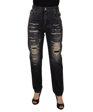 Marca: Dolce & Gabbana  
Material: 98% Algodón 2% Elastano  
Color: Negro  
Estilo: Denim ajustado de cintura alta  
Cierre: Cremallera  
Detalles: Detalles de logo