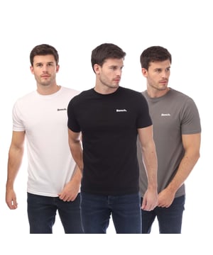Mens Bench Ektor 3 Pack T- Shirt in black-white.- Crew neckline.- Short sleeves.- Printed branding.- 100% Cotton.- Ref: BNEKTOR