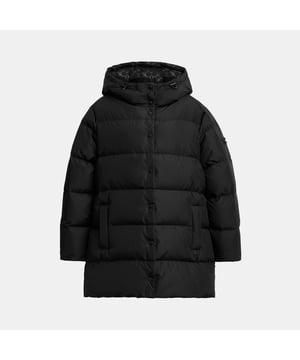 Mid Puffer, Model is 5'10" (178cm), chest 31" (79cm), waist 24" (61cm), hips 35" (89cm) and wears a size S, Zip pockets,  Length: 84.00 cm