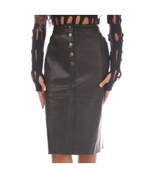 Leren rok BOSS Selara voor dames in zwart.- Knoopsluiting.- Zijzakken.- Achterzakken.- Boss-logo.- 100% lamsleer.- Ref: 50487260001